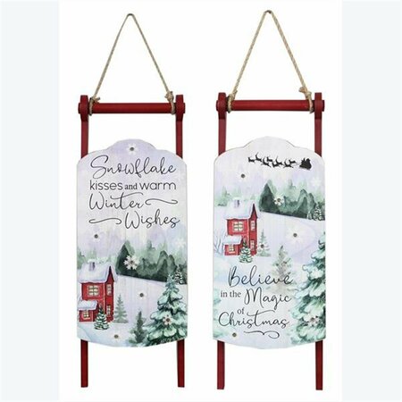 YOUNGS Wood Christmas Modern Farmhouse LED Sleigh, 2 Assorted Color 92369